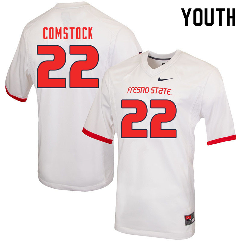Youth #22 Steven Comstock Fresno State Bulldogs College Football Jerseys Sale-White